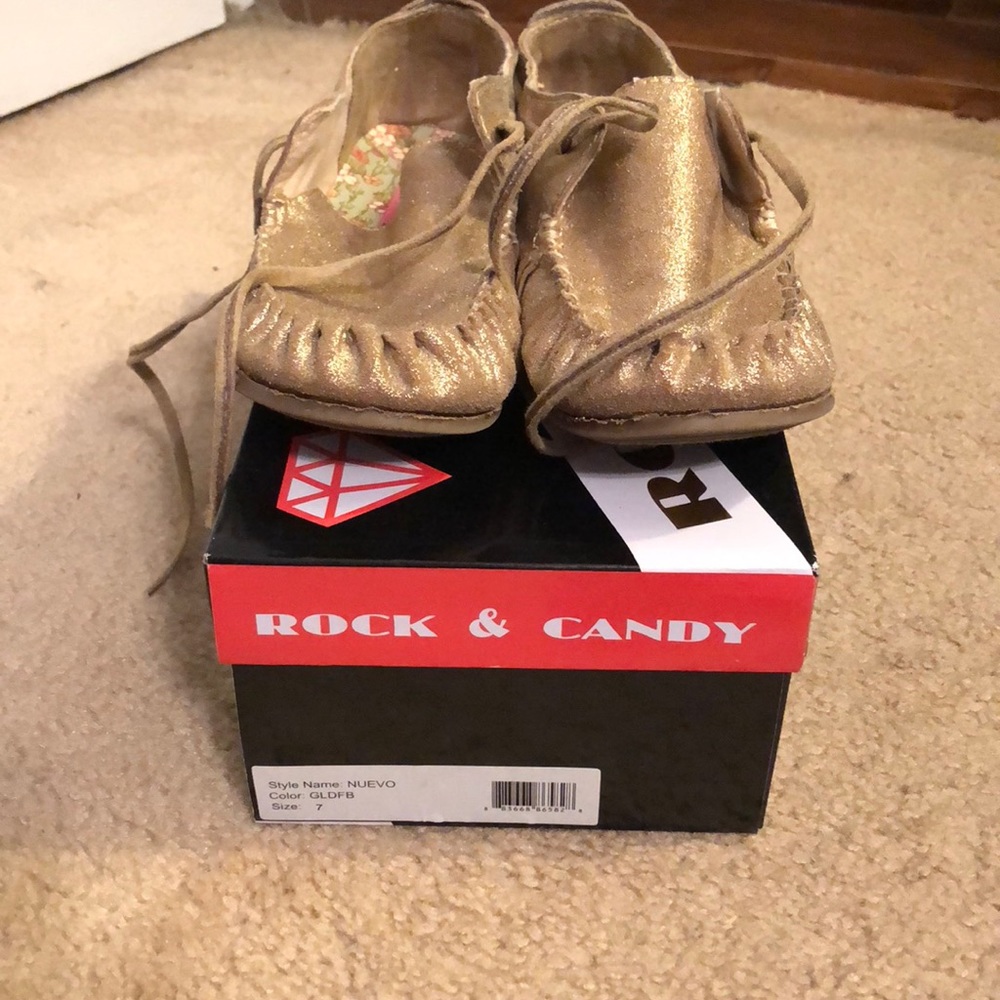 Rock and candy gold sparkly loafers
